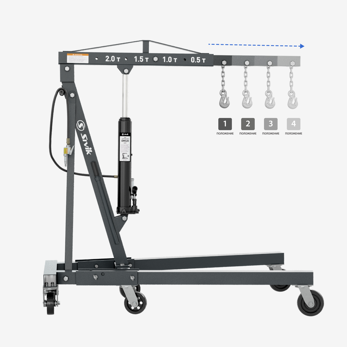 картинка Кран пневмогидравлический, г/п 2,0т ОМ520 Sivik